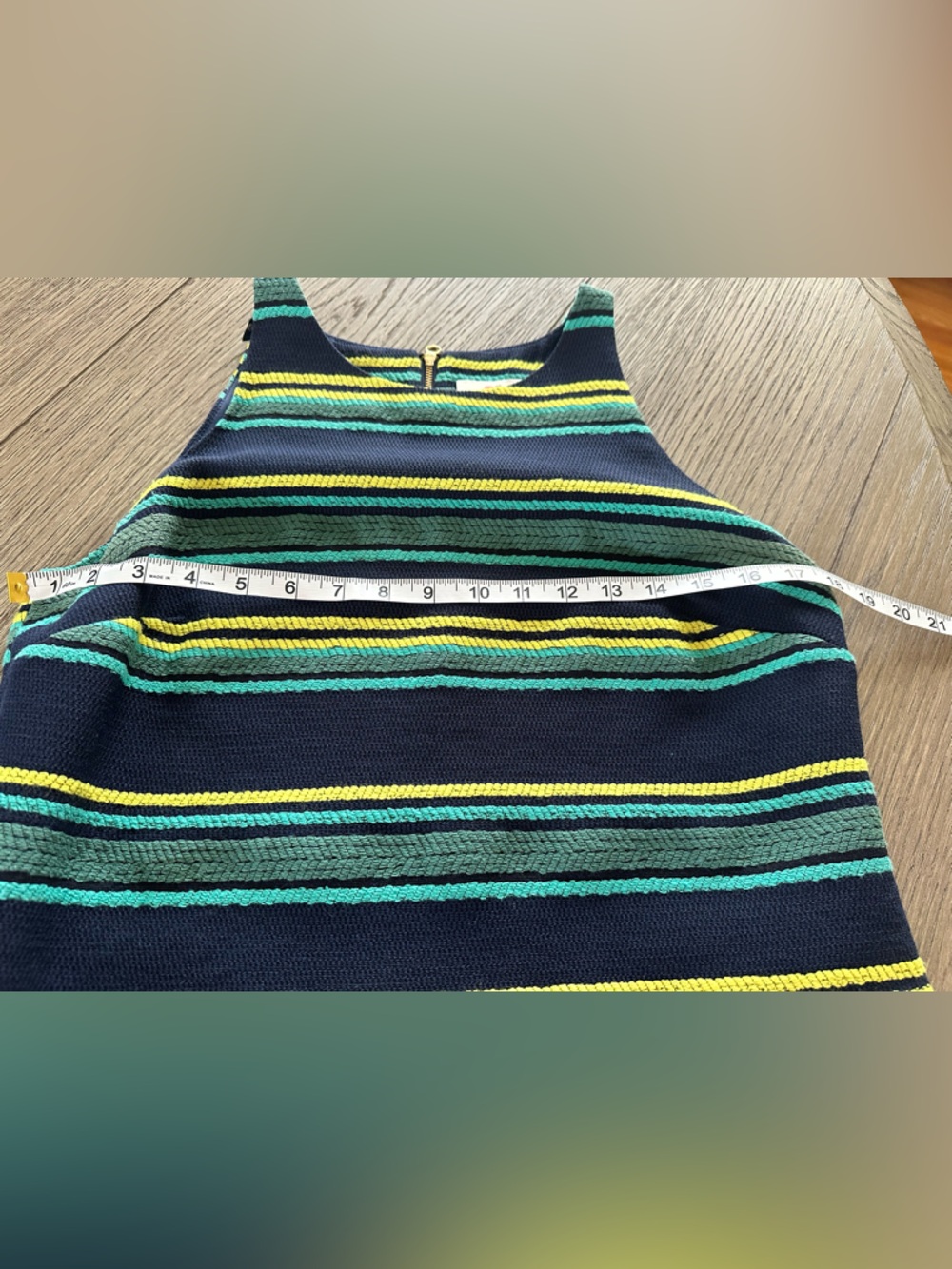 Vineyard Vines Navy Dress with Teal and Yellow Stripes - Picture 4 of 8